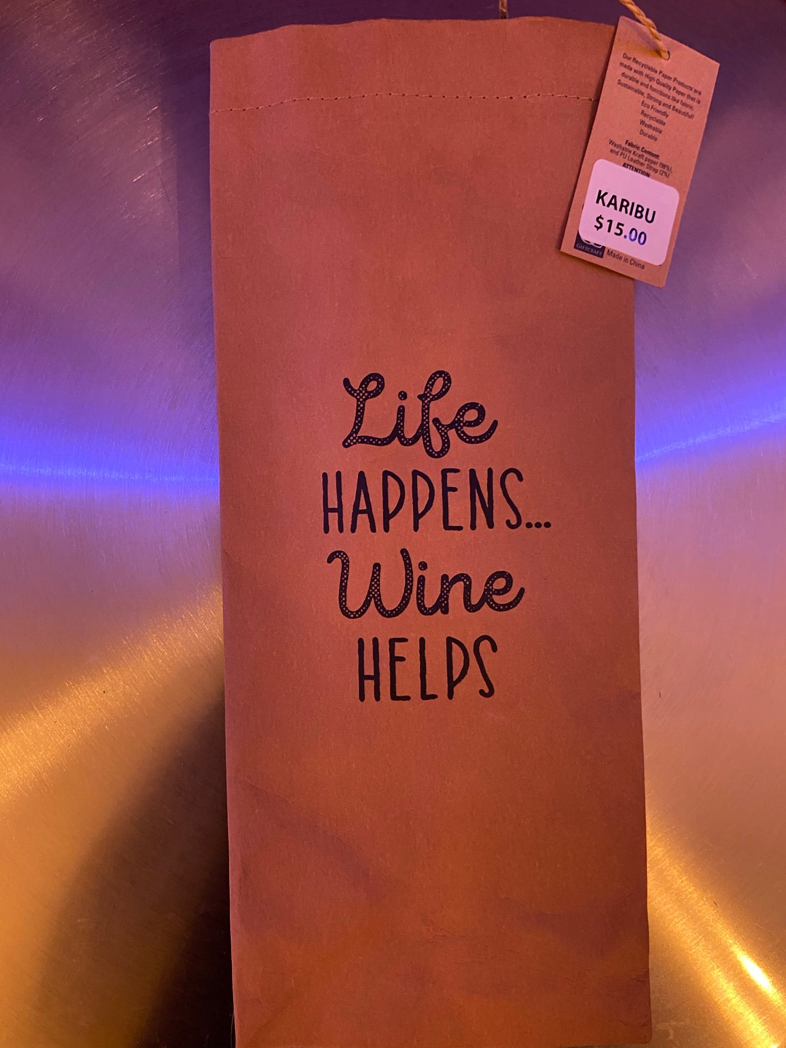 Life Happens, Wine Helps wine Bag